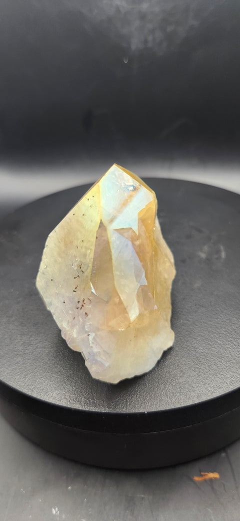 Angel aura citrine polished top point! 4 ounces.
