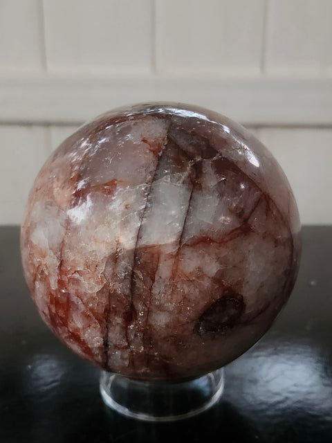Fire quartz sphere! 2.6 pounds, 90mm, 3.56 inches
