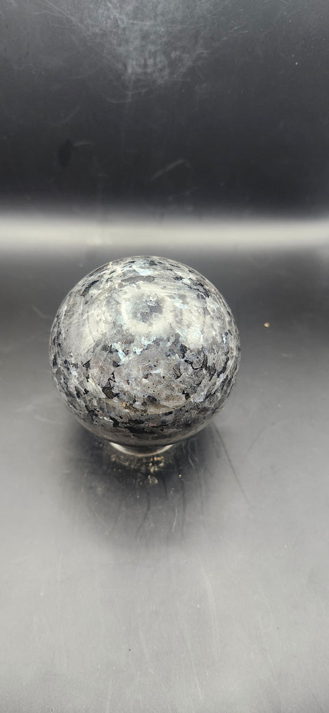 Larvikite sphere. 65.9mm, 2.59 inches, 14.5 ounces!