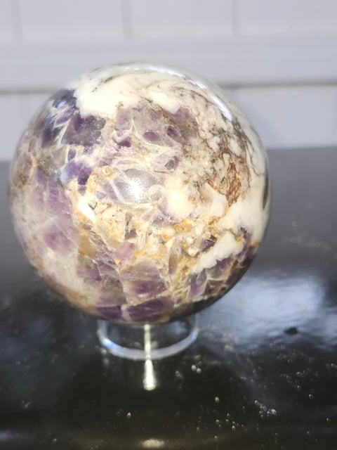 Chevron amethyst sphere!! 75mm, 2.95 inches, 1.4 pounds