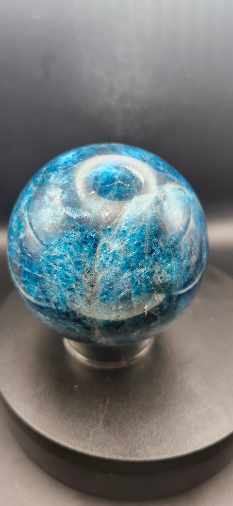 Blue apatite sphere, 80.6mm, 3.17 inches, 1.15 pounds