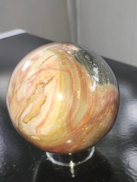 Large polychrome jasper sphere! 90mm, 3.56 inches, 2.4 pounds