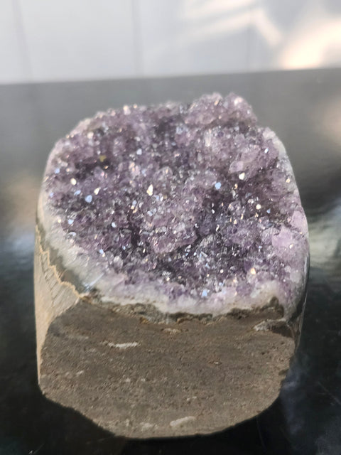 Amethyst cut base free form! 14.7 ounces, 3.6 inches tall, 2.6 wide