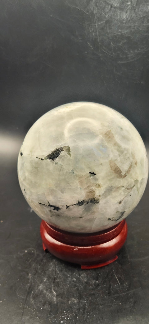 Rainbow moonstone sphere! 74mm, 2.9 inch, 1.4 pounds
