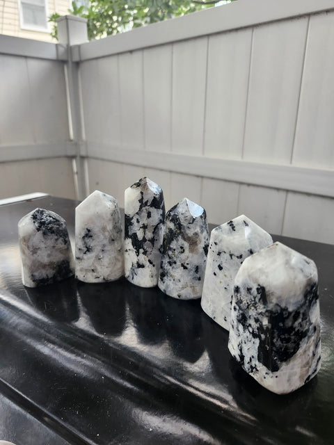 Rainbow moonstone full polished point tower! 2.5 too 3.5 inches