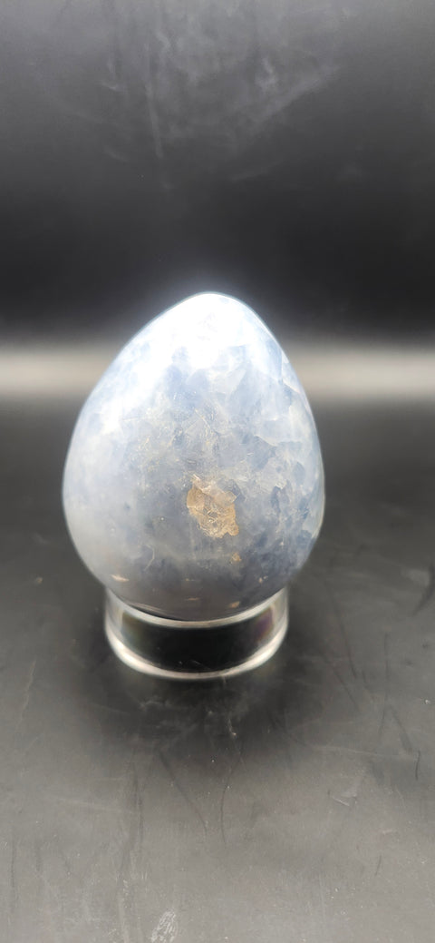 Blue calcite egg. 2.8 inches, 11.2 ounces