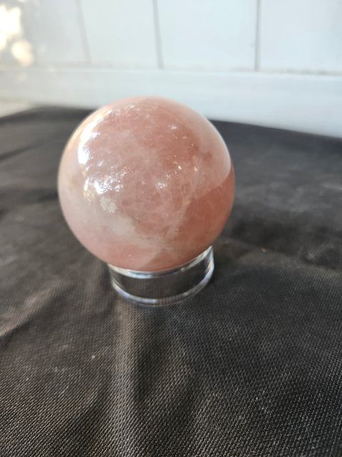 12 ounce, 63.4mm, 2.5 inch rose quartz sphere