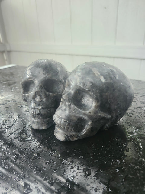 Larvikite skull! 1.3 pounds, 3.7 inches long, 2.7 tall, 2.2 wide