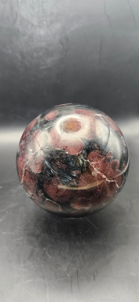 Astrophyllite garnet firework sphere! 72.3mm, 2.84 inches, 1.7 pounds