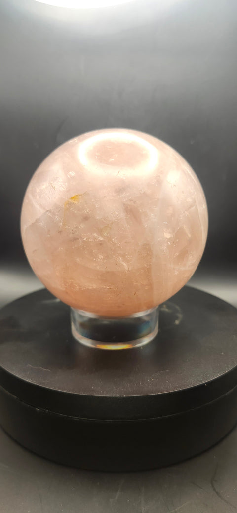 Rose quartz sphere, 85mm, 3.35 inches, 1.15 pounds