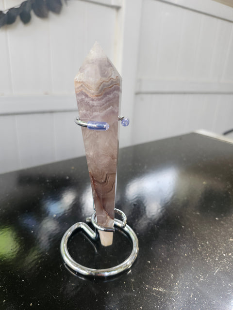 3.5 ounce, 5.5 inch amethyst lace agate scepter