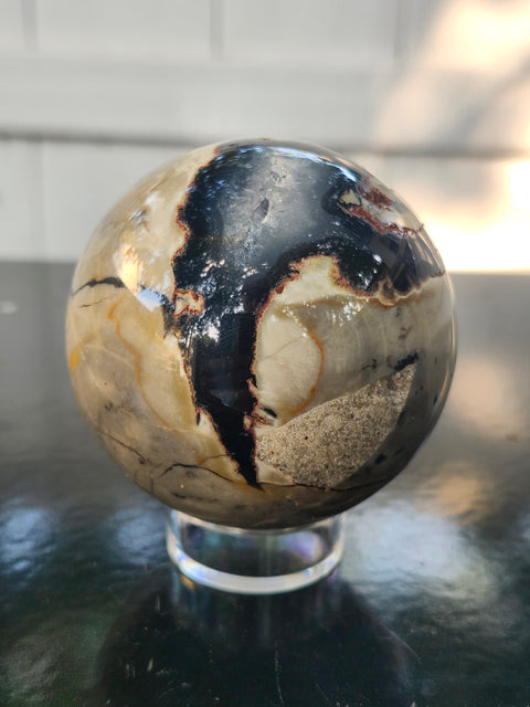 Druzy volcanic agate sphere! 11 ounces, 62mm, 2.4 inches