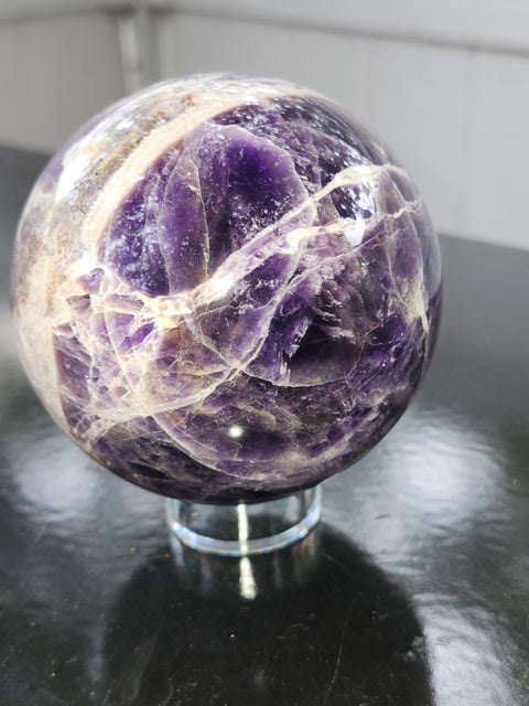 Dream amethyst sphere! 77.9mm, 3.06 inches, 1.7 pounds