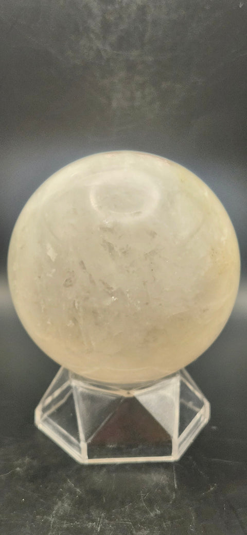 Clear quartz sphere. 68.4mm, 2.69, 15.8 ounces