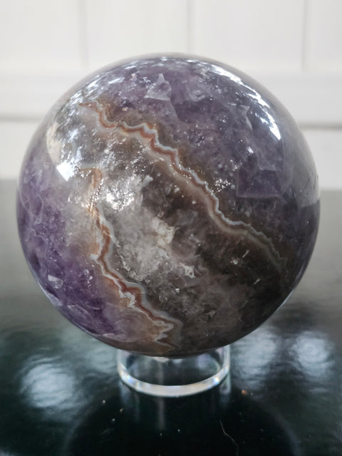 Amethyst lace agate sphere! 76mm, 3 inches, 1.6 pounds