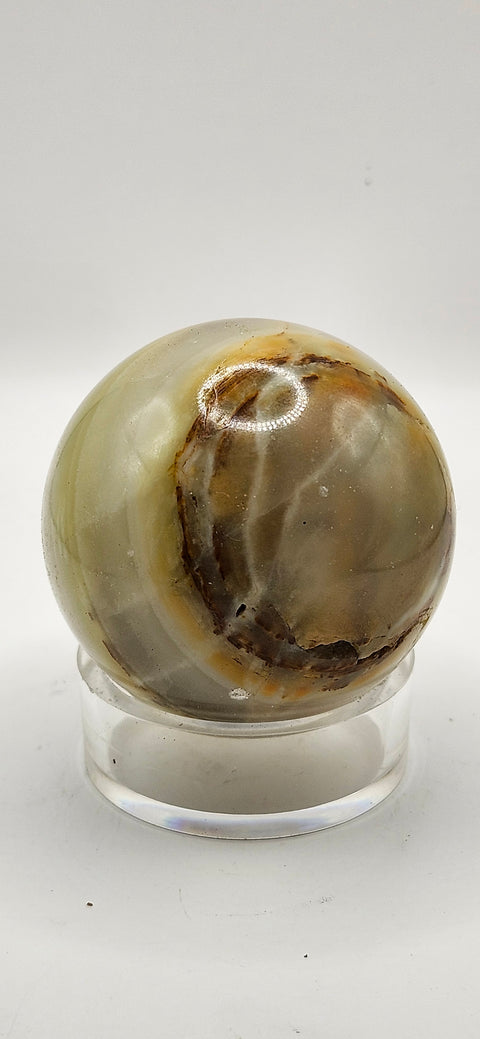 Striped calcite sphere 53mm, 2.1 inches 7.8 ounces