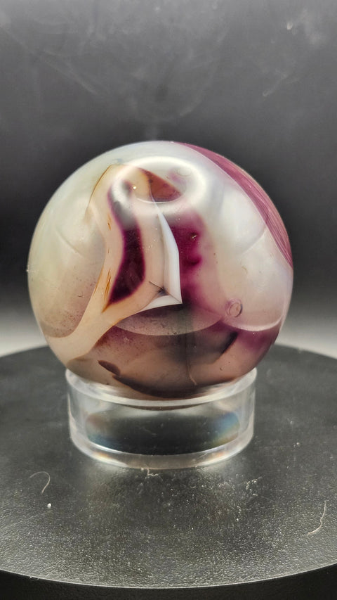 Purple, clear agate sphere! 60mm, 2.36 inches, 10.5 ounces!!