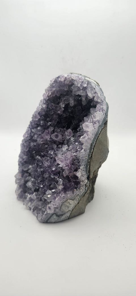 Amethyst cut base free form, 1.13 pounds, 4.8 inches tall,.3.3 wide