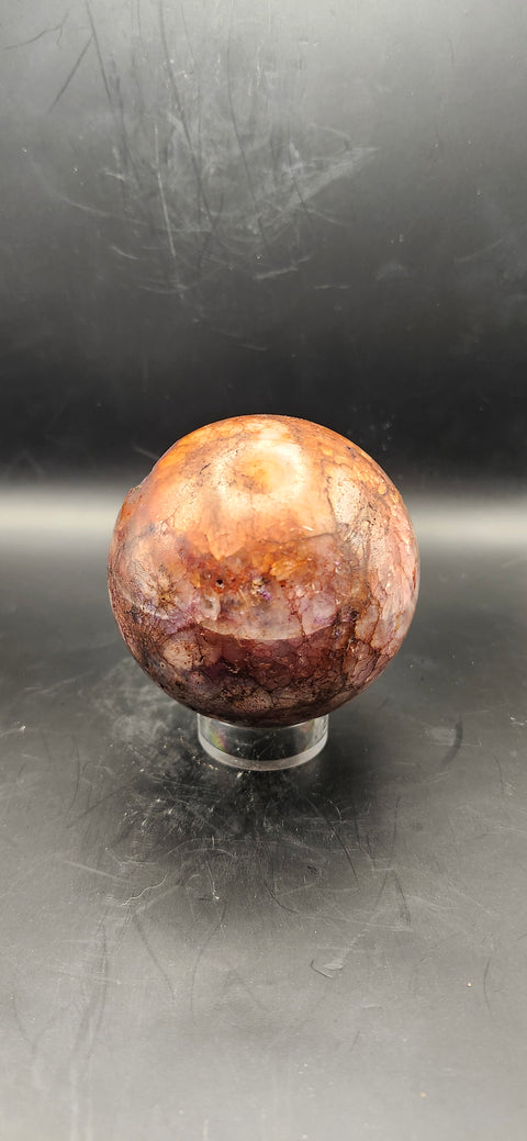 Ferruginous quartz sphere. 68.2mm, 2.68 inches, 15 ounces