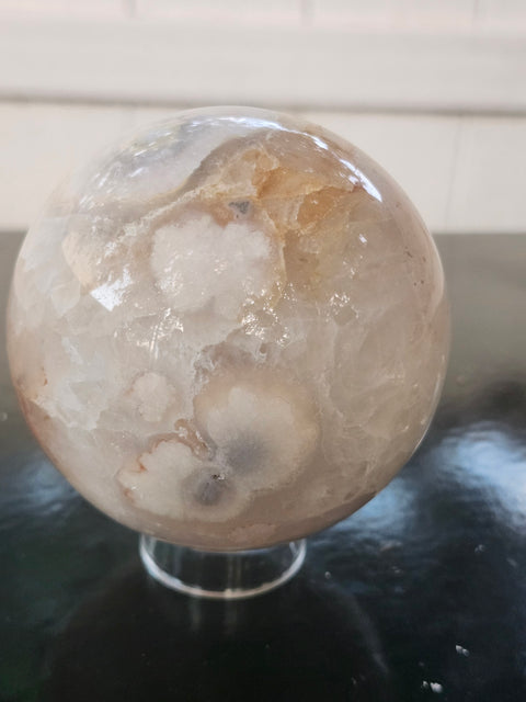 Flower agate sphere! 1.5 pounds, 75mm, 2.98 inches