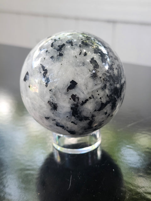 61mm, 2.40 inch, 11.5 ounce rainbow moonstone sphere