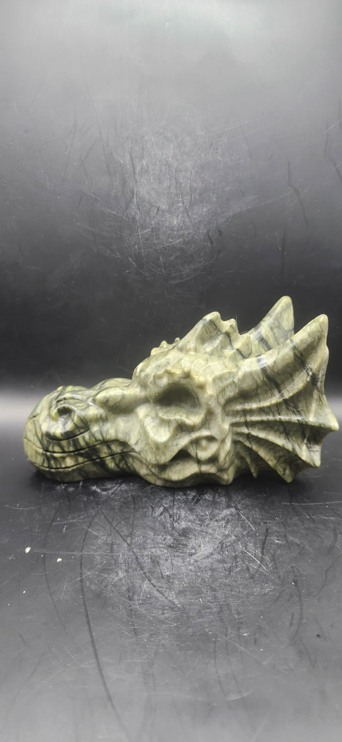 Serpentine dragon skull! 1.12 pounds, 4.5 inch head, 6.5 inch nose to horn