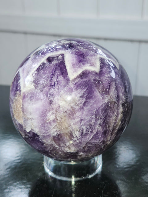 Dream amethyst sphere! 85.5mm, 3.36 inches, 1.15 pounds