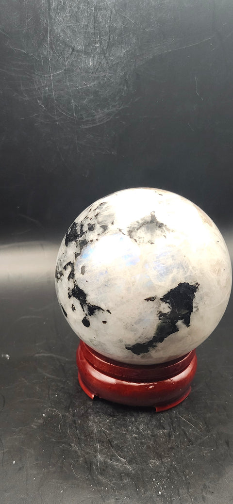 Rainbow moonstone sphere! 74mm, 2.9 inchs, 1.4 pounds