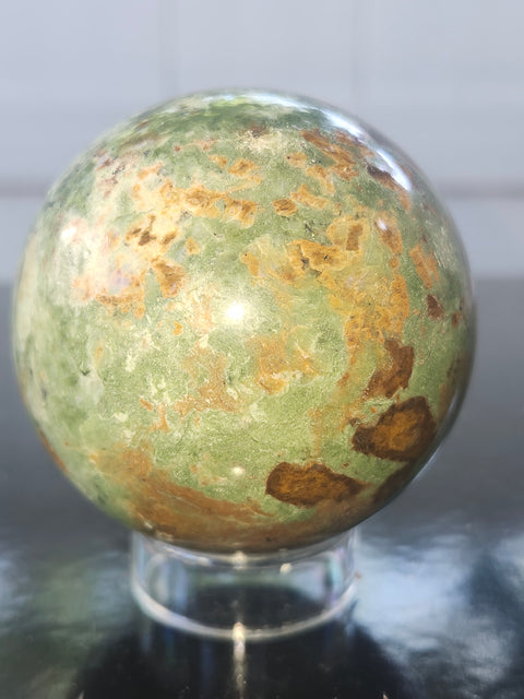 Olive opal sphere! 58mm, 2.3 inches, 9.7 ounces