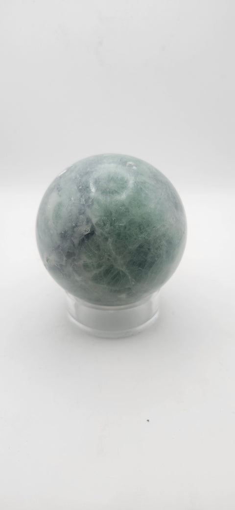 Green florite sphere. 60mm, 2.37 inches, 14.2 ounces