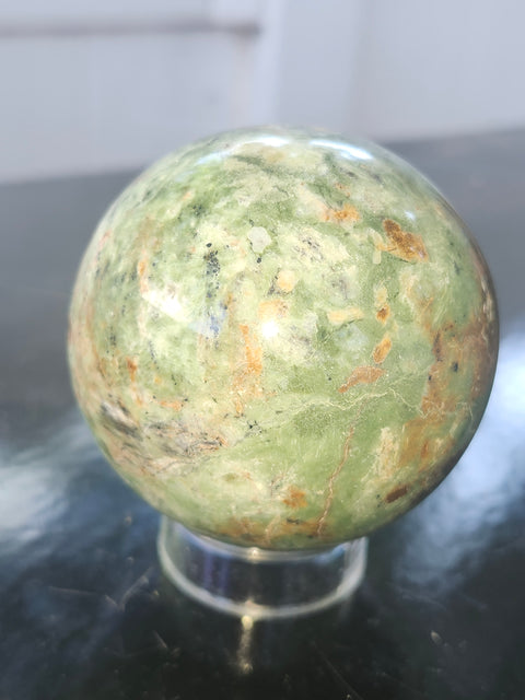 Olive opal sphere! 58mm, 2.3 inches, 9.7 ounces