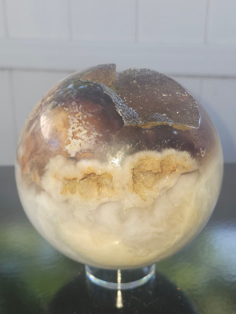Massive druzy agate sphere! 114mm, 4.5 inches, 5 pounds