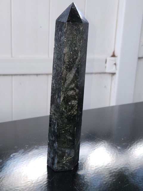 Large larvikite tower! 8 inches tall, 1.5 pounds