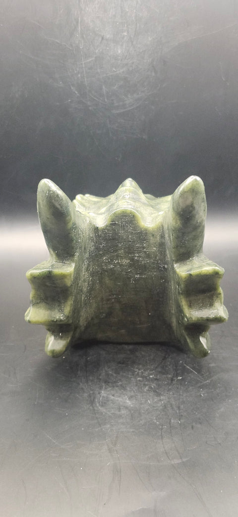 Nephrite dragon skull! 1.10 pounds, 4.5 inchs head, 6 inches nose to horn
