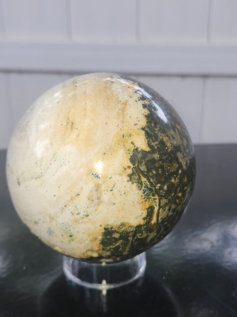 Ocean jasper sphere! 93mm, 3.66 inches, 2.6 pounds