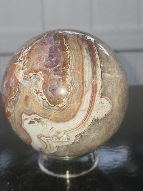 Amethyst lace agate sphere! 1.15 pounds, 85mm, 3.3 inches