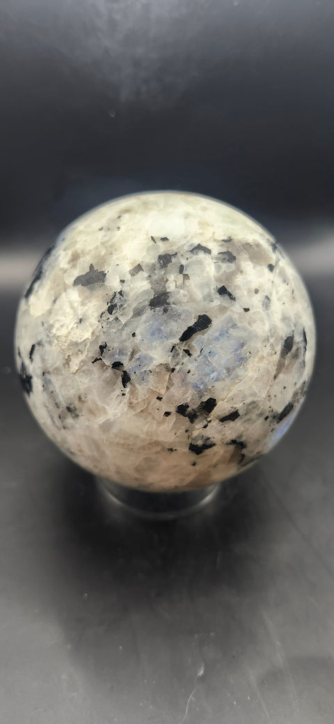 Rainbow moonstone sphere! 83.1mm, 3.27 inches, 1.12 pounds