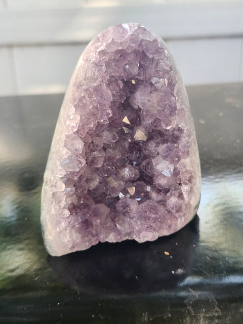 Amethyst cut base free form! 13.6 ounces, 3.2 inches tall, 2.7 wide