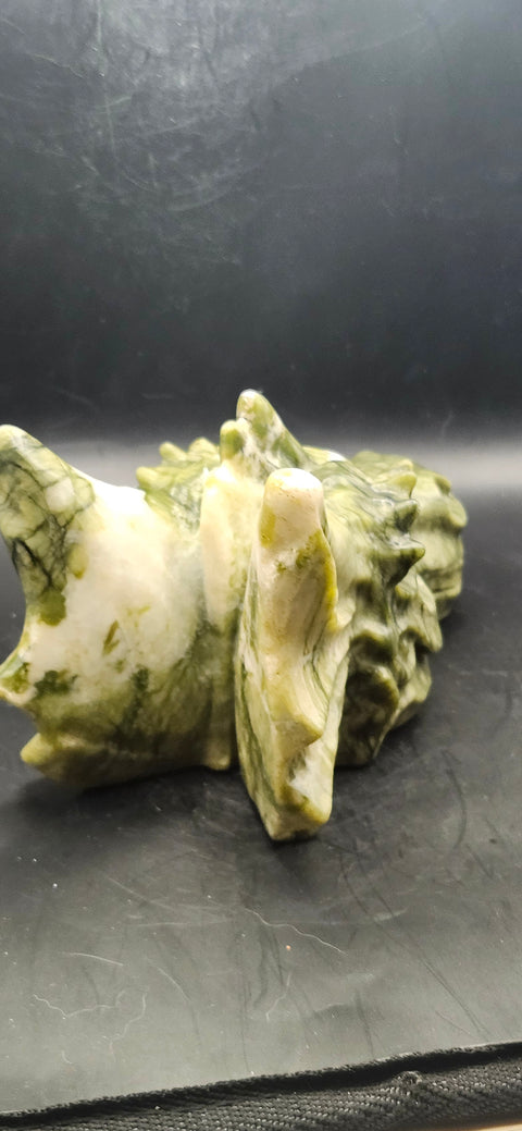 Serpentine dragon skull! 1.12 pounds, 4.5 inch head, 6.5 nose to horn