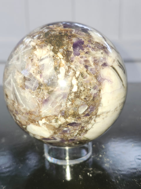 Chevron amethyst sphere!! 75mm, 2.95 inches, 1.4 pounds