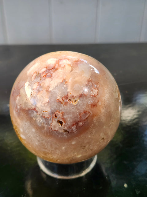 Druzy flower agate sphere! 74mm, 2.9 inches, 1.3 pounds