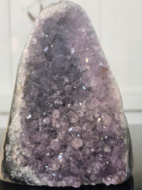 Amethyst cut base free form! 2.1 pounds, 4.6 inches tall, 3.6 inches wide