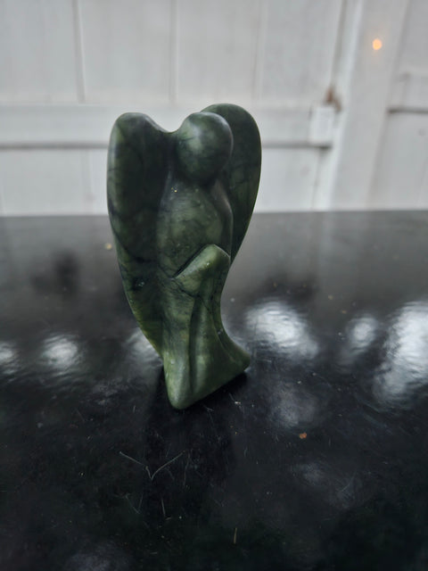 Green serpentine angel. 5 ounces, 3 inches tall