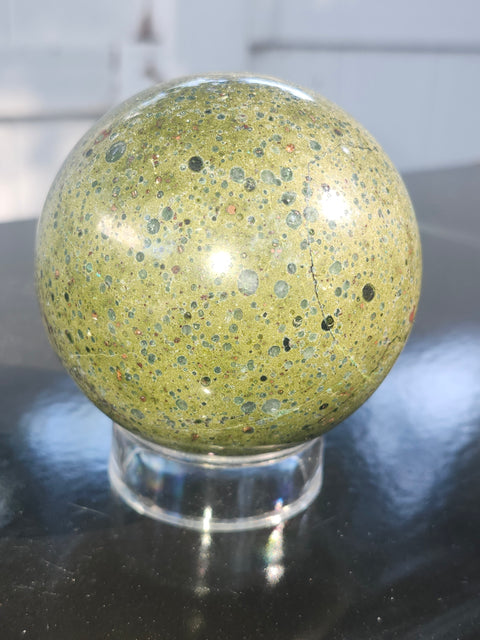 Olive opal sphere! 1.7 pounds, 73mm, 2.8 inches