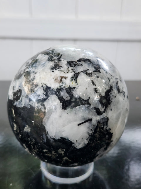 Rainbow moonstone sphere! 2.7 pounds, 90mm, 3.55 inches