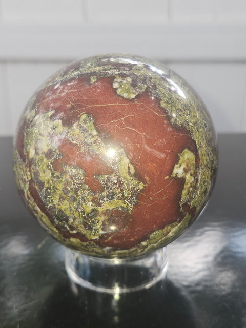 Dragon bloodstone sphere! 80mm, 3.1 inches, 1.12 pounds