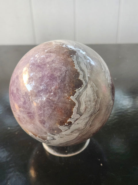Amethyst lace agate sphere! 84mm, 3.3 inches, 1.14 pounds