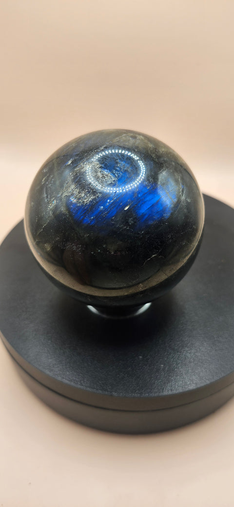 Labradorite sphere! 65mm, 2.5 inches, 14 ounces blue flash