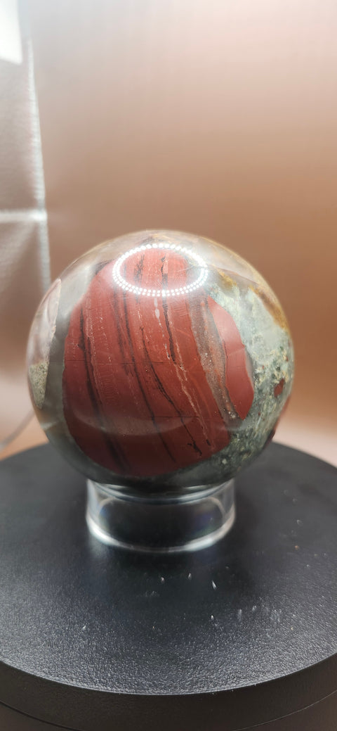 African bloodstone sphere! 73.5mm, 2.89 inches 1.4 pounds