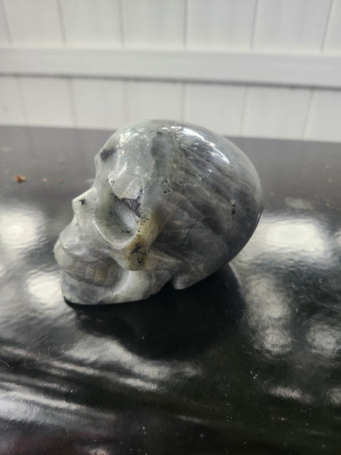 Labradorite skull! 1.2 pounds, 3.8 inches long, 2.8 tall, 2.3 wide